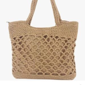 Tan Woven Tote Bag